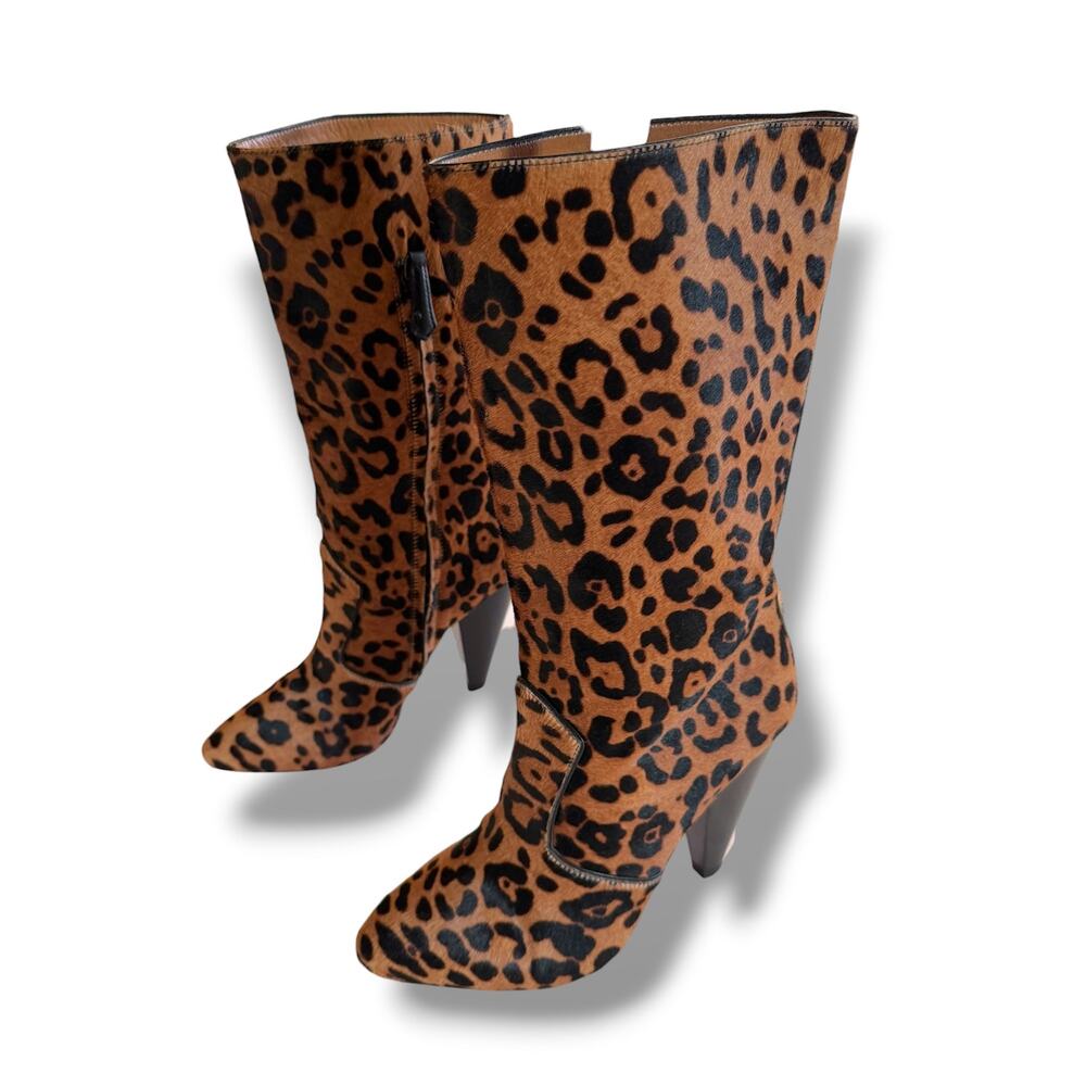 Veronica Beard Leopard Print Calf Hair Knee High Boots Size US 7.5 EU 37.5